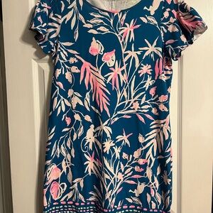 Lilly Pulitzer Teal and Pink Floral Marah T-shirt Dress